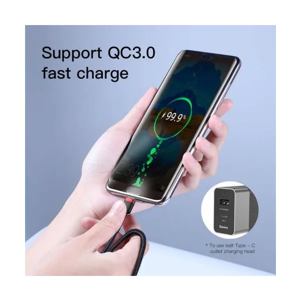 Baseus Type-C - Type-C cable Cafule PD2.0 60W Flash charging (20V 3A) 1m čierna/Gray (CATKLF-H91)