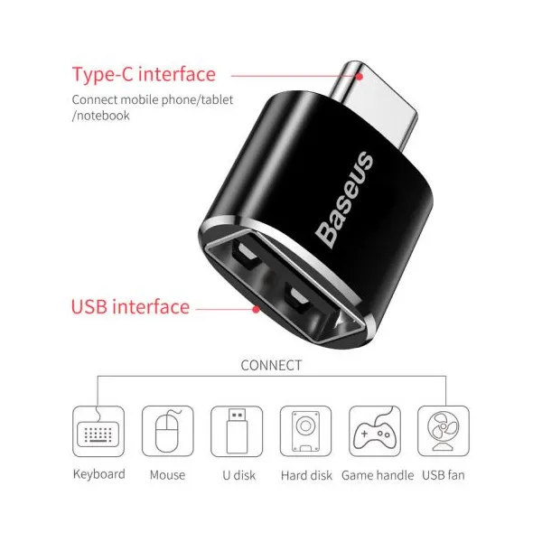 Baseus Exquisite Adaptér USB-C samec na USB samica Catotg-01