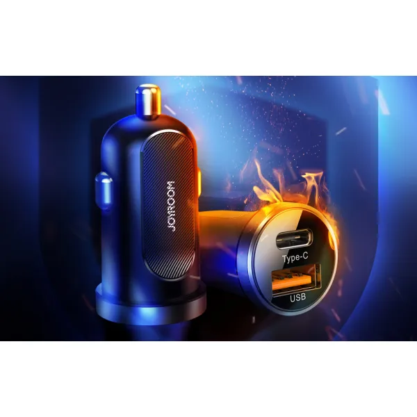 Autonabíjačka Joyroom C-A08, 1x USB QC3.0, 1x USB-C PD 30W (čierna) 045029