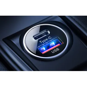 Autonabíjačka Joyroom C-A08, 1x USB QC3.0, 1x USB-C PD 30W (čierna) 045029