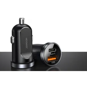 Autonabíjačka Joyroom C-A08, 1x USB QC3.0, 1x USB-C PD 30W (čierna) 045029