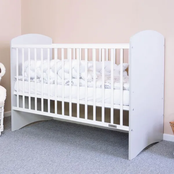 Detská postieľka New Baby LEO štandard bielo-sivá