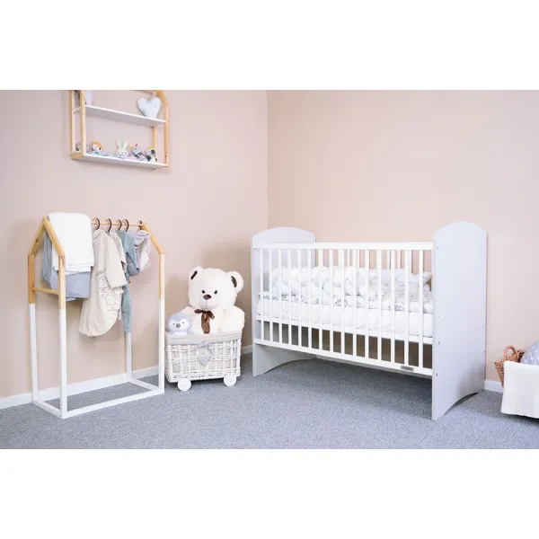 Detská postieľka New Baby LEO štandard bielo-sivá