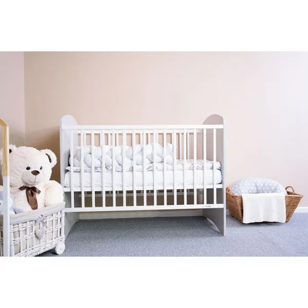 Detská postieľka New Baby LEO štandard bielo-sivá