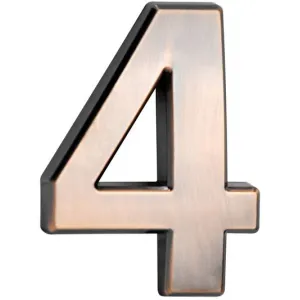 Číslo MagicHome "4" domové, s lepiacou páskou, bronzové, popisné, 70x100 mm, ABS