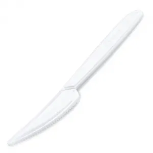 Economy Nože plastové znovu použiteľné biele 18,5 cm (50 ks)