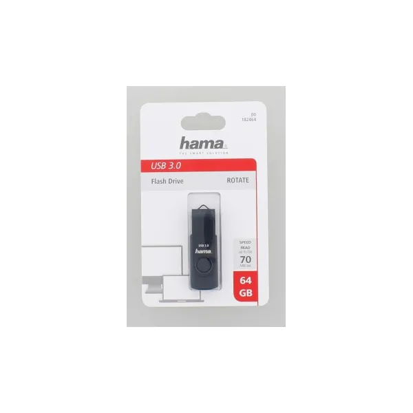 Hama USB 3.0 Flash Drive Rotate, 64 GB, 70 MB/s, petrolejová modrá 85235110