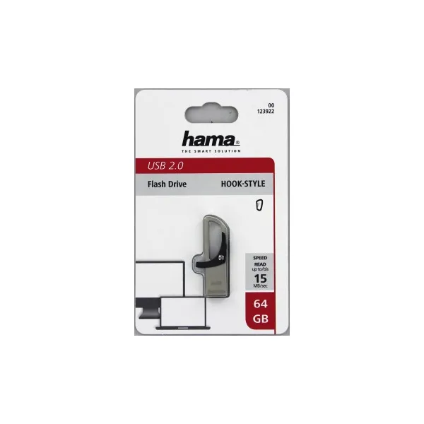 Hama flashPen "Hook-Style"  64 GB 15MB/s, šedý 85235110