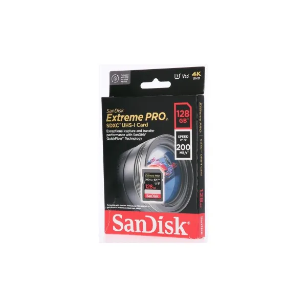 SanDisk Extreme PRO 128 GB SDXC Memory Card 200 MB/s and 90 MB/s, UHS-I, Class 10, U3, V30 85235110
