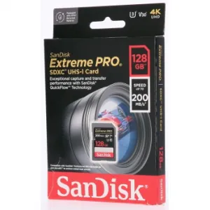 SanDisk Extreme PRO 128 GB SDXC Memory Card 200 MB/s and 90 MB/s, UHS-I, Class 10, U3, V30 85235110