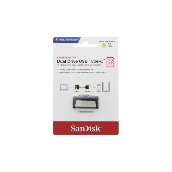 SanDisk Flash disk 32 GB Ultra, dvojitý USB disk typu C