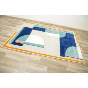 Koberec Victoria F496A geometria, béžový / tyrkysový