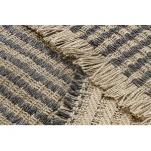 Koberec JUTE 3650 so strapcami čierny / béžový