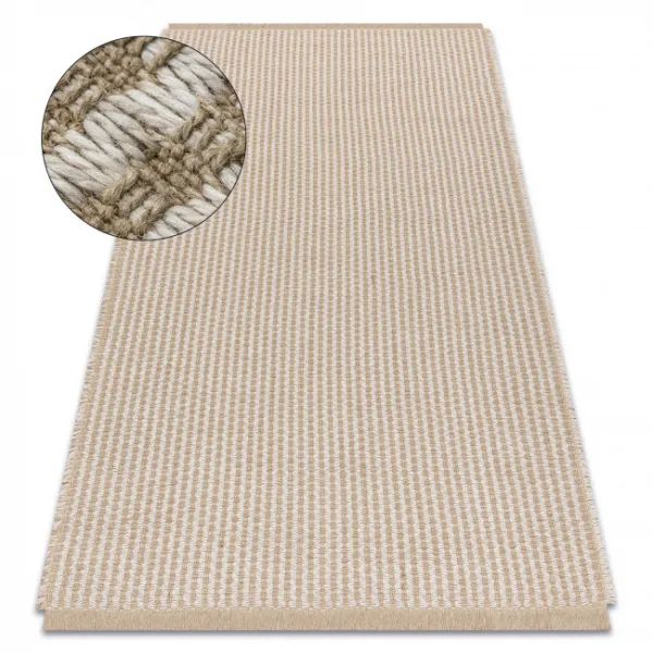 Koberec JUTE 3650 so strapcami krémový / béžový