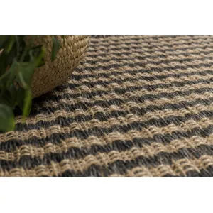 Koberec JUTE 3650 so strapcami čierny / béžový