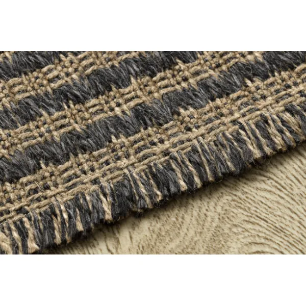 Koberec JUTE 3650 so strapcami čierny / béžový