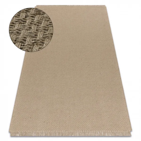 Koberec JUTE 3731 so strapcami, tmavobéžový