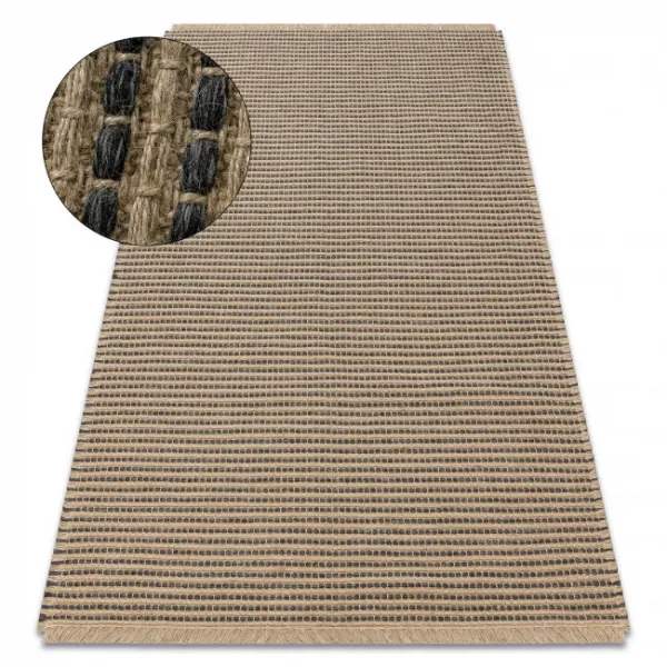 Koberec JUTE 3652 so strapcami čierny / béžový