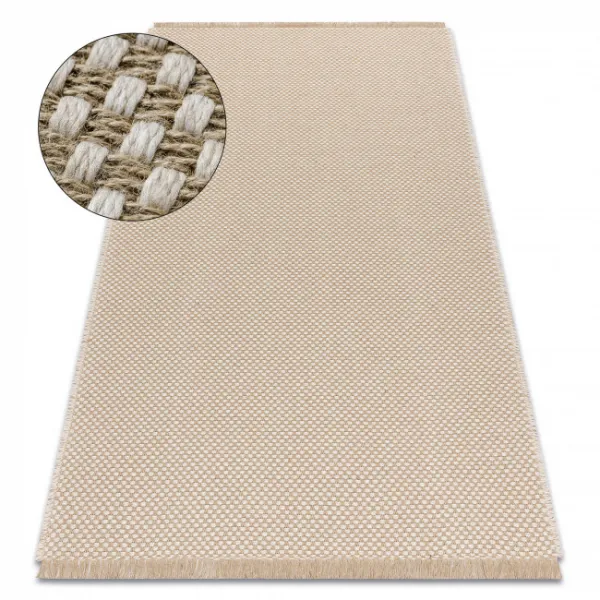 Koberec JUTE 3731 so strapcami, krémový / béžový