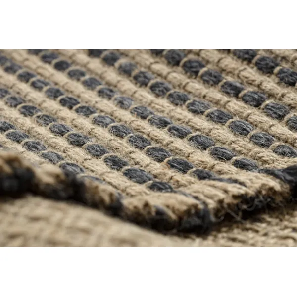 Koberec JUTE 3652 so strapcami čierny / béžový