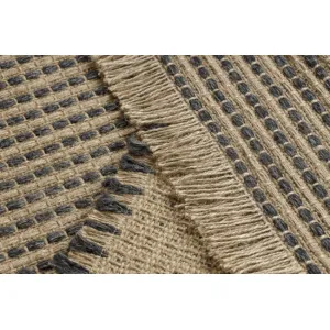 Koberec JUTE 3652 so strapcami čierny / béžový