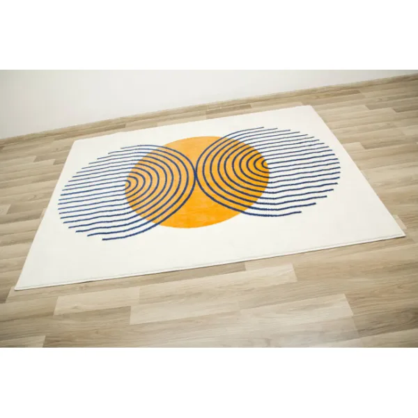 Koberec Victoria F499A krémový / tmavomodrý, abstraktný / geometrický