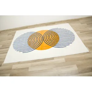 Koberec Victoria F499A krémový / tmavomodrý, abstraktný / geometrický