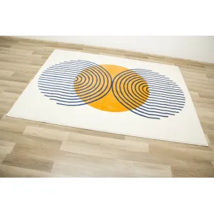 Koberec Victoria F499A krémový / tmavomodrý, abstraktný / geometrický
