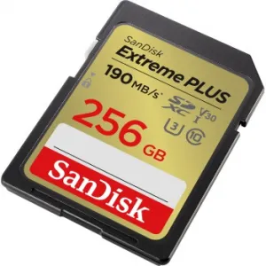 SanDisk Extreme PLUS 256 GB SDXC Memory Card 190 MB/s and 130 MB/s, UHS-I, Class 10,... 85235110