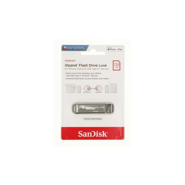 SanDisk Flash disk 128 GB iXpand Luxe, USB-C + Lightning
