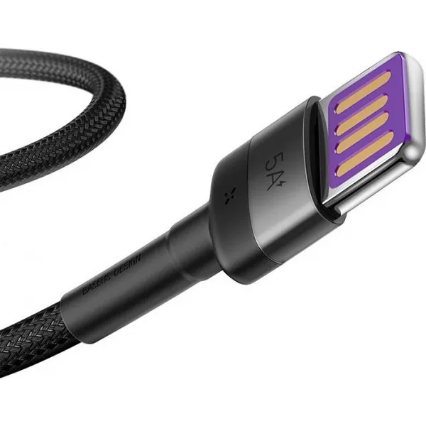Baseus Cafule Huawei SuperCharge kábel USB na USB-C, QC 3.0, 5A 1m (čierno-sivý) 019259
