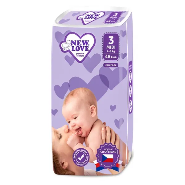 MEGAPACK Plienky New Love Premium comfort 3 MIDI 4-9 kg 5x48 ks