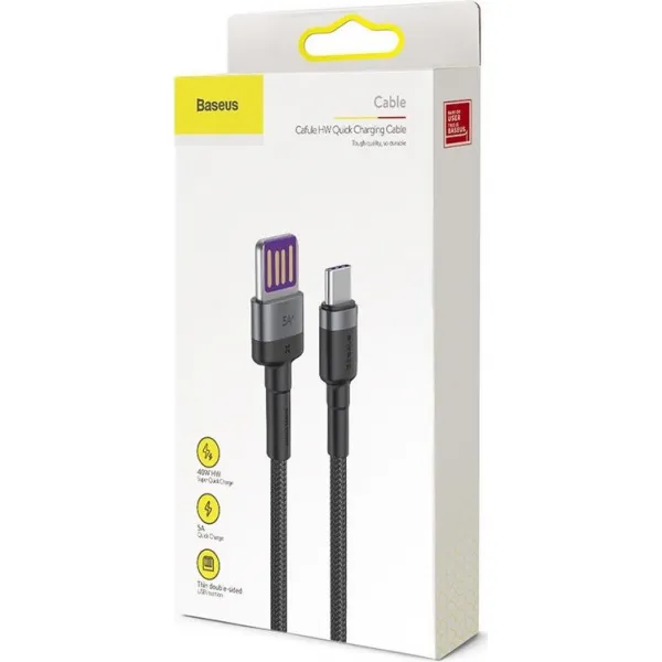 Baseus Cafule Huawei SuperCharge kábel USB na USB-C, QC 3.0, 5A 1m (čierno-sivý) 019259