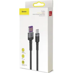 Baseus Cafule Huawei SuperCharge kábel USB na USB-C, QC 3.0, 5A 1m (čierno-sivý) 019259