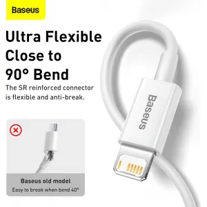 Kábel USB to Lightning Baseus Superior Series, 2,4 A, 0,25 m (biely) 026220
