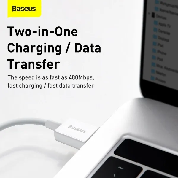 Kábel USB to Lightning Baseus Superior Series, 2,4 A, 0,25 m (biely) 026220