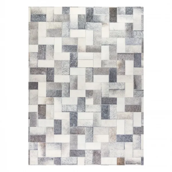 Koberec PATCHWORK 21723 sivý - imitácia kože krava, deski