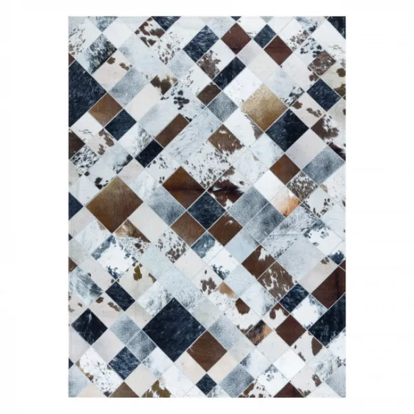 Koberec PATCHWORK 21720 béžový/hnedý - imitácia kože krava, romby