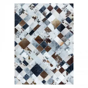 Koberec PATCHWORK 21720 béžový/hnedý - imitácia kože krava, romby