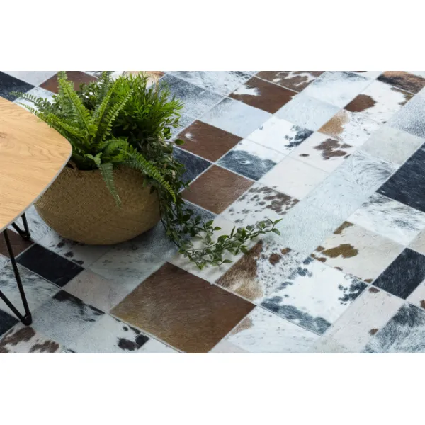 Koberec PATCHWORK 21720 béžový/hnedý - imitácia kože krava, romby