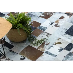 Koberec PATCHWORK 21720 béžový/hnedý - imitácia kože krava, romby
