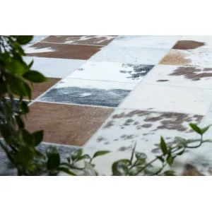 Koberec PATCHWORK 21720 béžový/hnedý - imitácia kože krava, romby