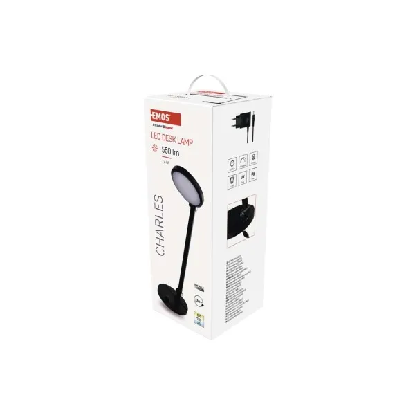 LED Stolná Lampa Emos Charles Čierna Z7628B