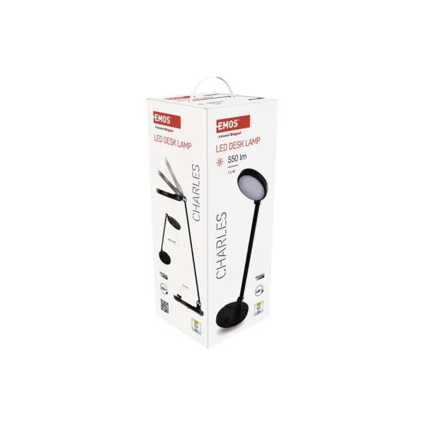 LED Stolná Lampa Emos Charles Čierna Z7628B