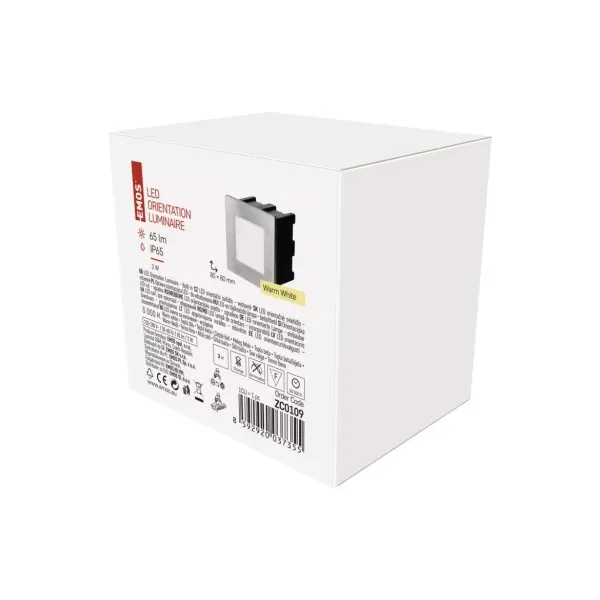 EMOS Lighting LED orientačné vstavané svietidlo AMAL 80×80, 1,5W teplá b.,IP65