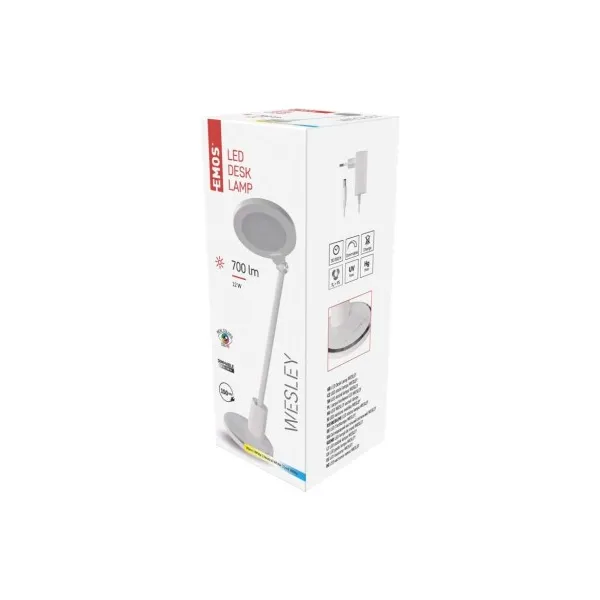 EMOS LED stolná lampa WESLEY, biela