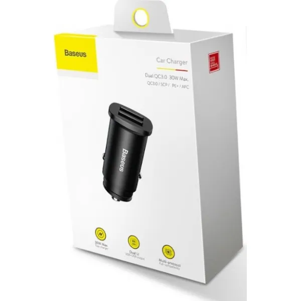 Baseus Square 2xUSB QC3.0 5A 30W nabíjačka do auta (čierna) 018455