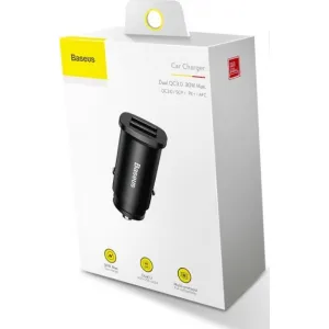 Baseus Square 2xUSB QC3.0 5A 30W nabíjačka do auta (čierna) 018455