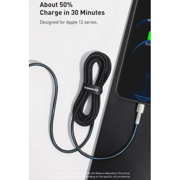 Kábel USB-C na Lightning Baseus Cafule, PD, 20W, 2m (čierny) 025082