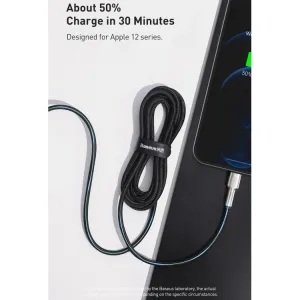 Kábel USB-C na Lightning Baseus Cafule, PD, 20W, 2m (čierny) 025082
